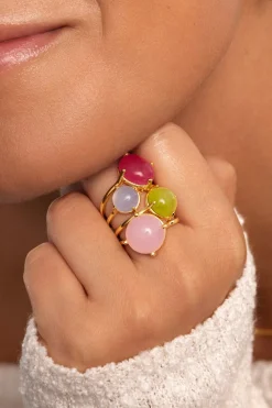 Anillo Celebrate Azul Baño Oro