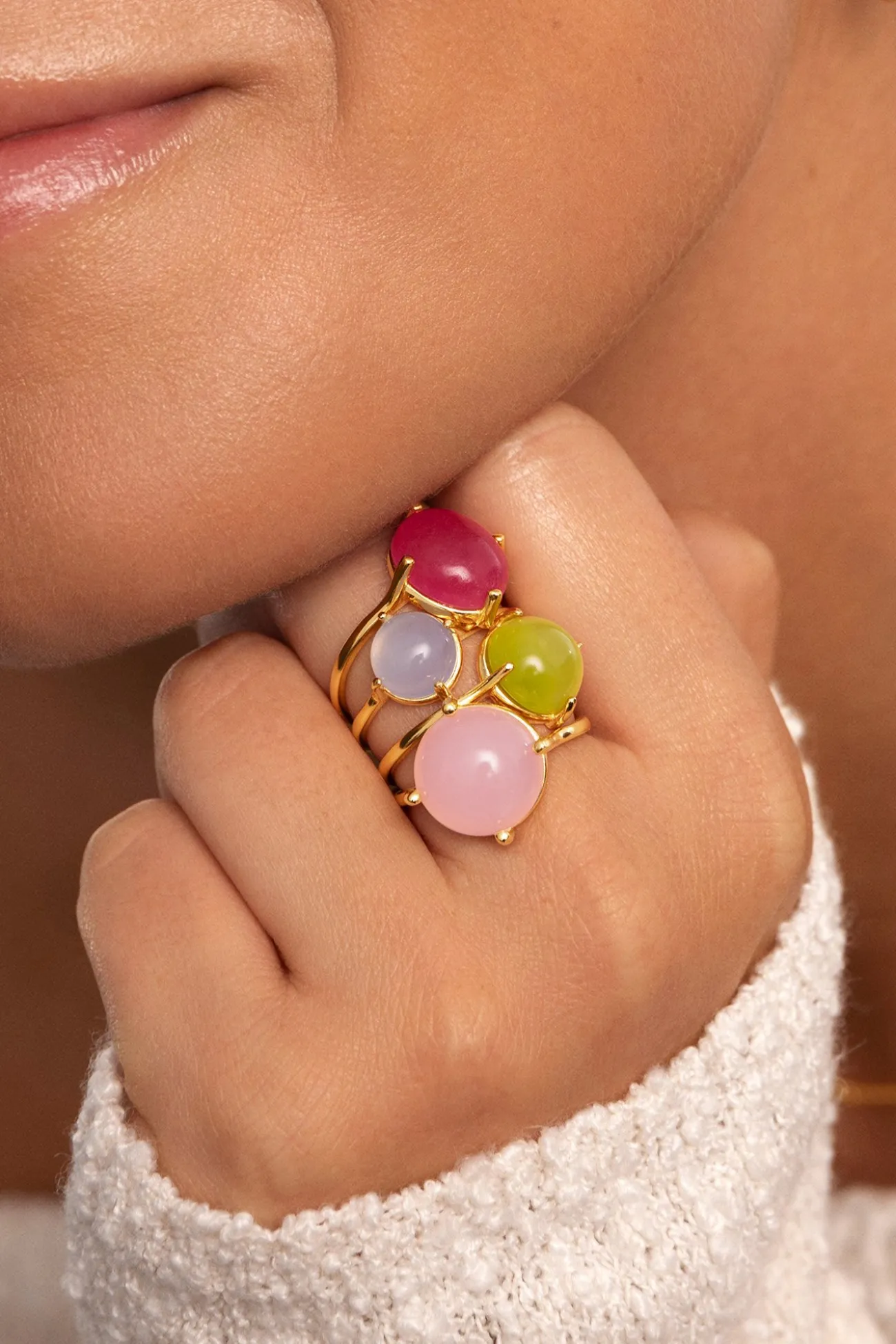 Anillo Celebrate Azul Baño Oro