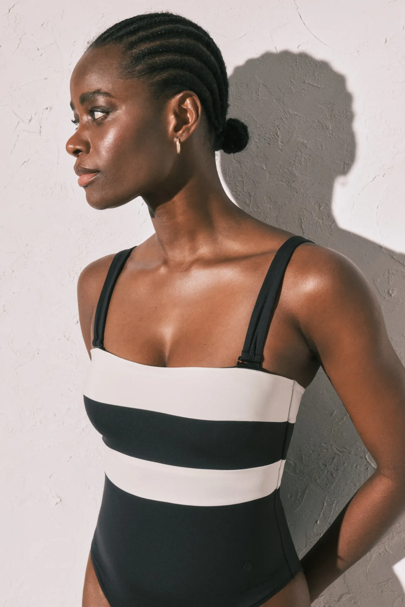 Bañador bandeau moldeador color block B&W
