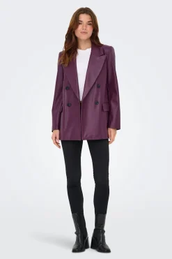 Blazer cruzada de piel vegana