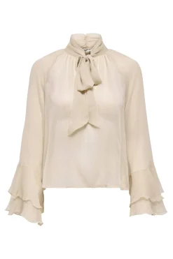 Blusa de gasa manga volantes
