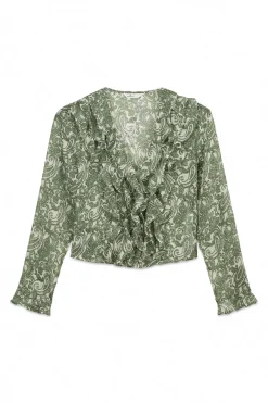 Blusa gasa volantes estampada