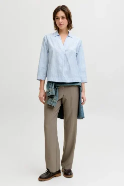 Blusa popel&iacute;n manga larga