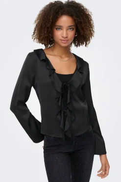 Blusa satinada con volante