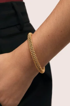 Brazalete Disco Acero Baño Oro