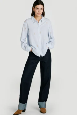 Camisa con bordados de algod&oacute;n y viscosa