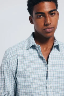 Camisa cuadros algod&oacute;n slub