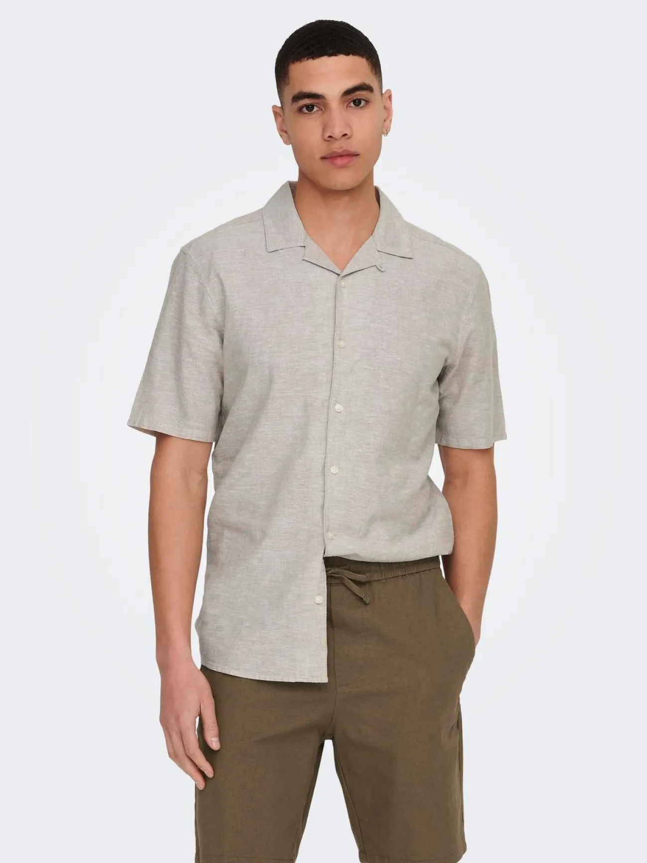 Camisa manga corta lino