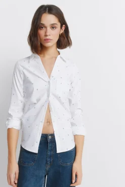 Camisa Oxford escote pico algod&oacute;n