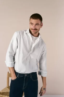 Camisa oxford raya candela manga larga