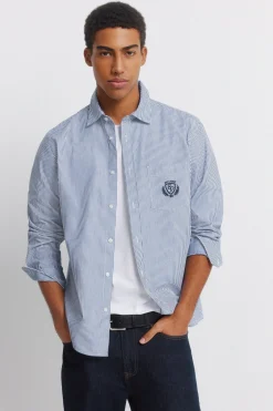 Camisa rayas bordado en bolsillo