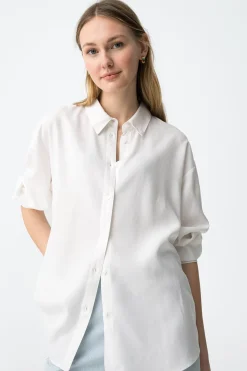 Camisa relaxed manga larga cruda