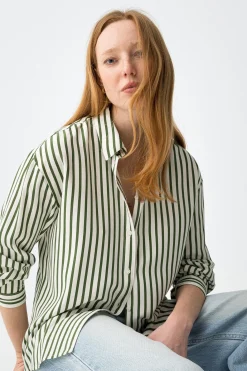 Camisa relaxed manga larga cruda