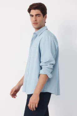 Camisa vaquera chambray manga larga