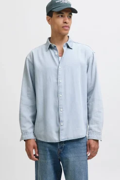 Camisa vaquera manga larga sarga