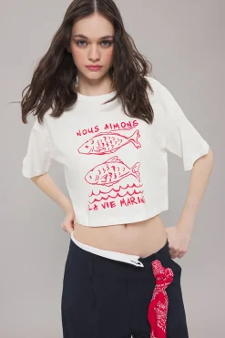 Camiseta corta texto