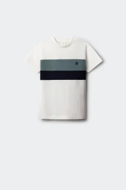Camiseta manga corta color block niño
