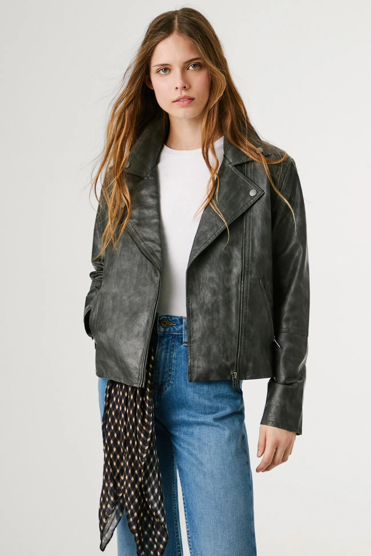 Cazadora Biker Efecto Piel
