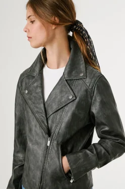Cazadora Biker Efecto Piel