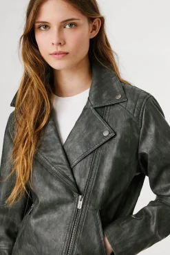 Cazadora Biker Efecto Piel