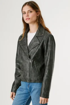 Cazadora Biker Efecto Piel