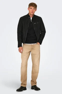 Chaqueta de hombre biker de suede.