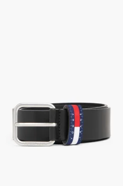 Cintur&oacute;n Tommy Jeans negro con hebilla met&aacute;lica