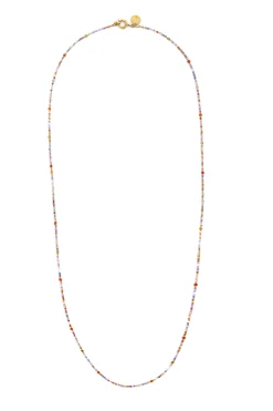 Collar Long Full Crystal Summer Acero Ba&ntilde;o Oro