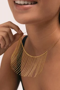 Collar Regina Acero Ba&ntilde;o Oro