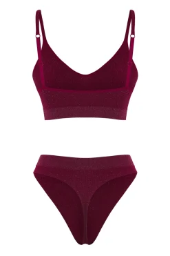 Conjunto de lencer&iacute;a bralette brillo