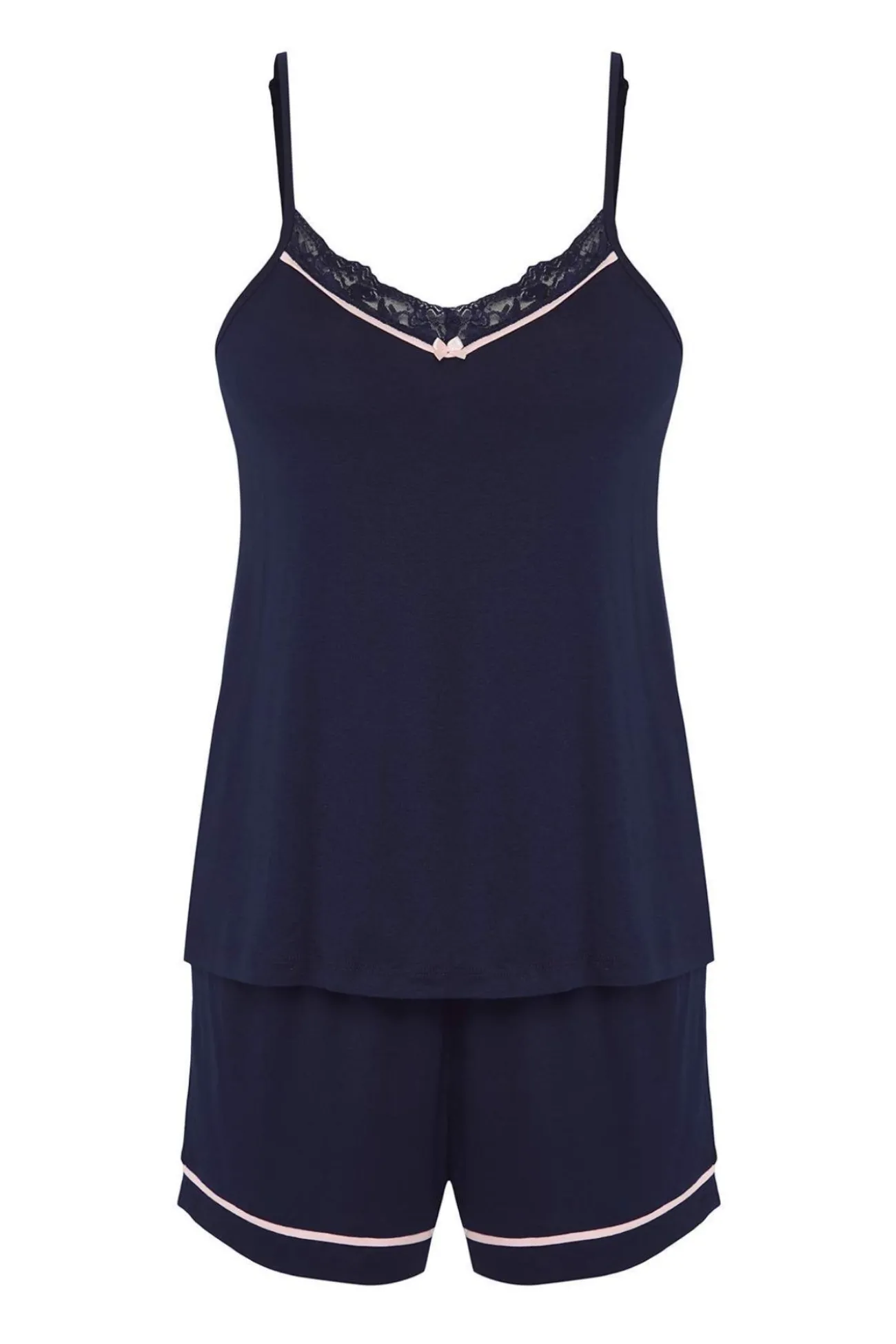 Conjunto de pijama corto lencero lazos