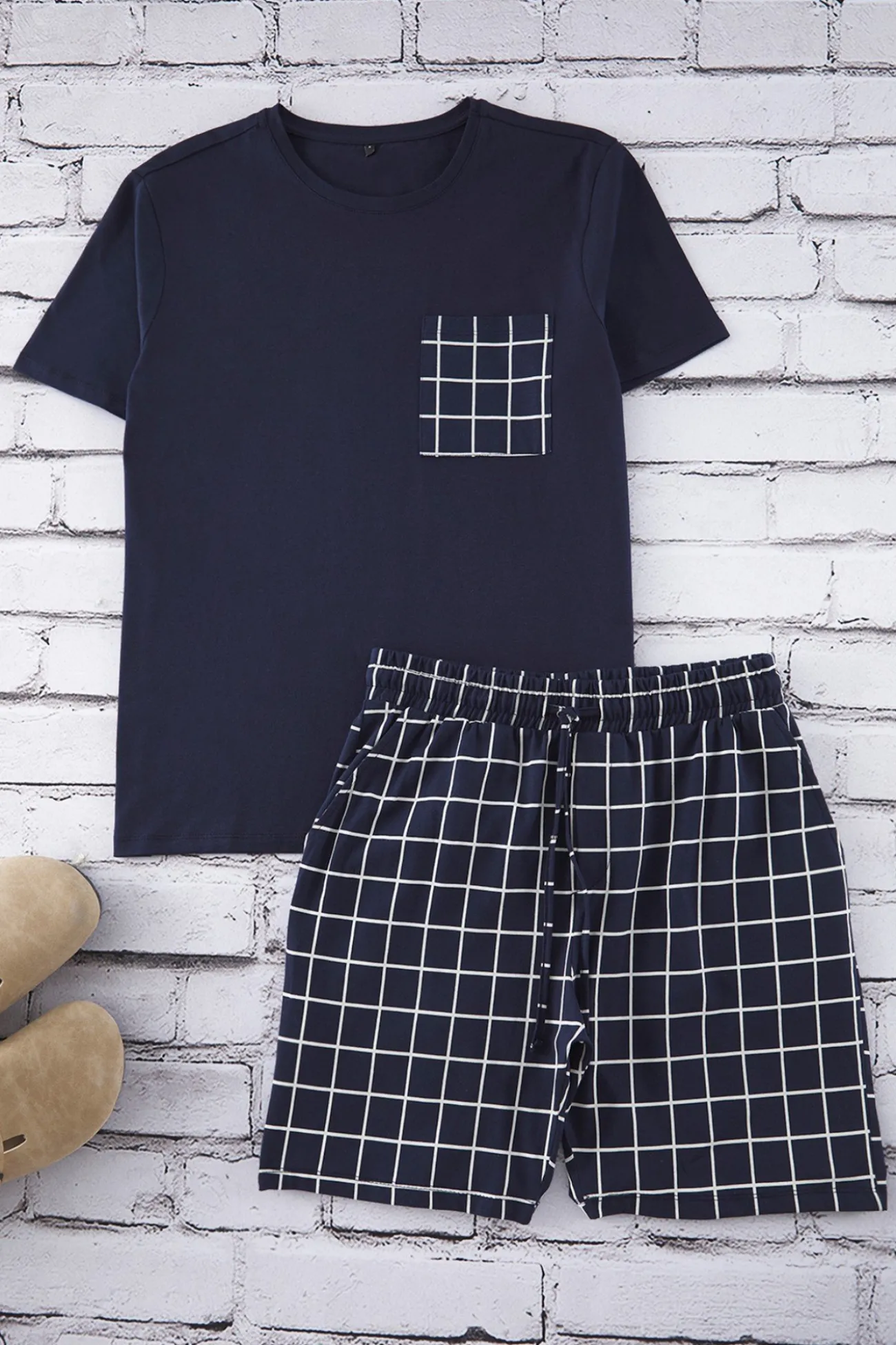 Conjunto de pijama corto cuadros