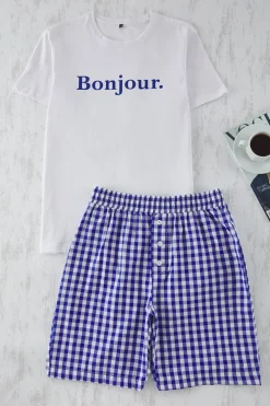 Conjunto de pijama corto cuadros