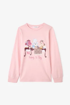 Conjunto de pijama de manga larga de 2 piezas con estampado de leopardo para ni&ntilde;as