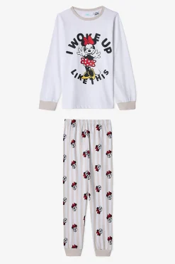 Conjunto de pijama de manga larga de 2 piezas con estampado de Minnie Mouse para niñas