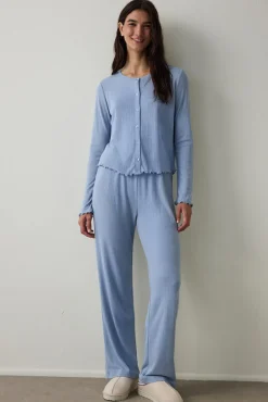 Conjunto de pijama de manga larga con cuello redondo Dahlia con efecto térmico