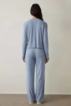 Conjunto de pijama de manga larga con cuello redondo Dahlia con efecto t&eacute;rmico