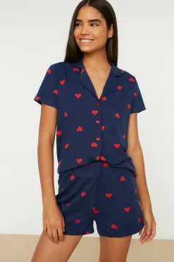 Conjunto pijama camisero corto corazones