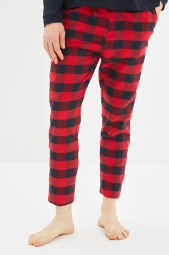 Conjunto pijama hombre cuadros rojo y azul
