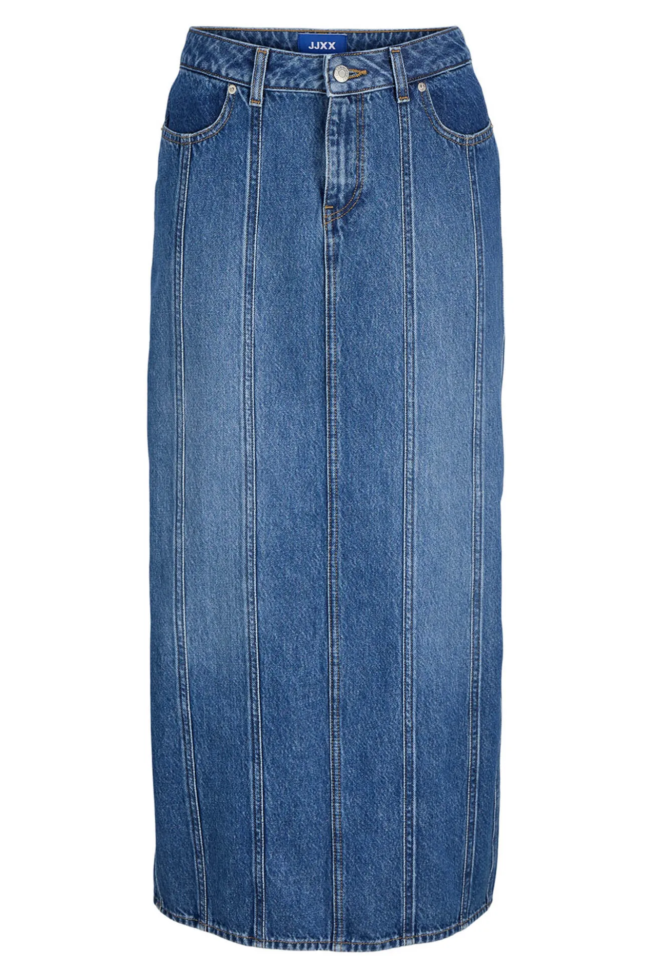 Falda midi denim recortes
