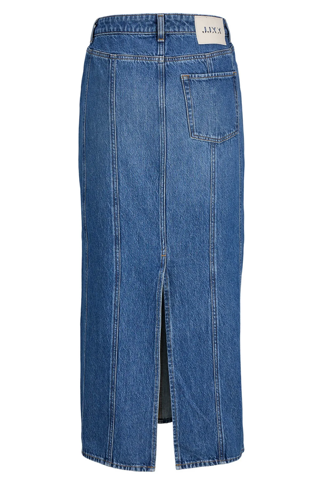 Falda midi denim recortes