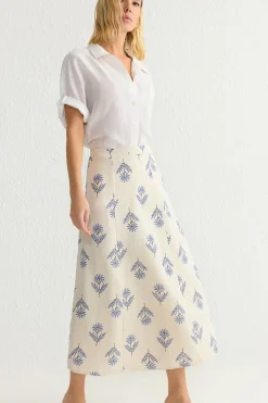 Falda midi estampada