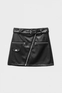 Falda Mini Efecto Piel Con