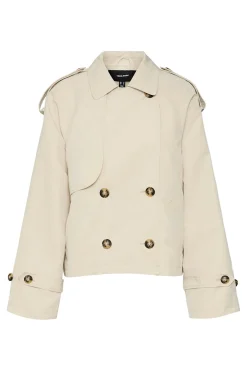 Gabardina corta cuello de solapa