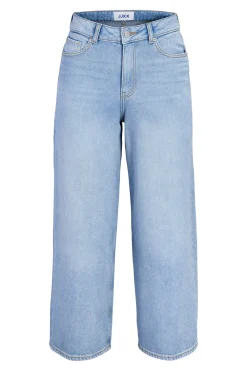Jeans cropped tiro alto lavado