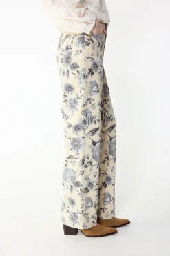 Jeans recto flores