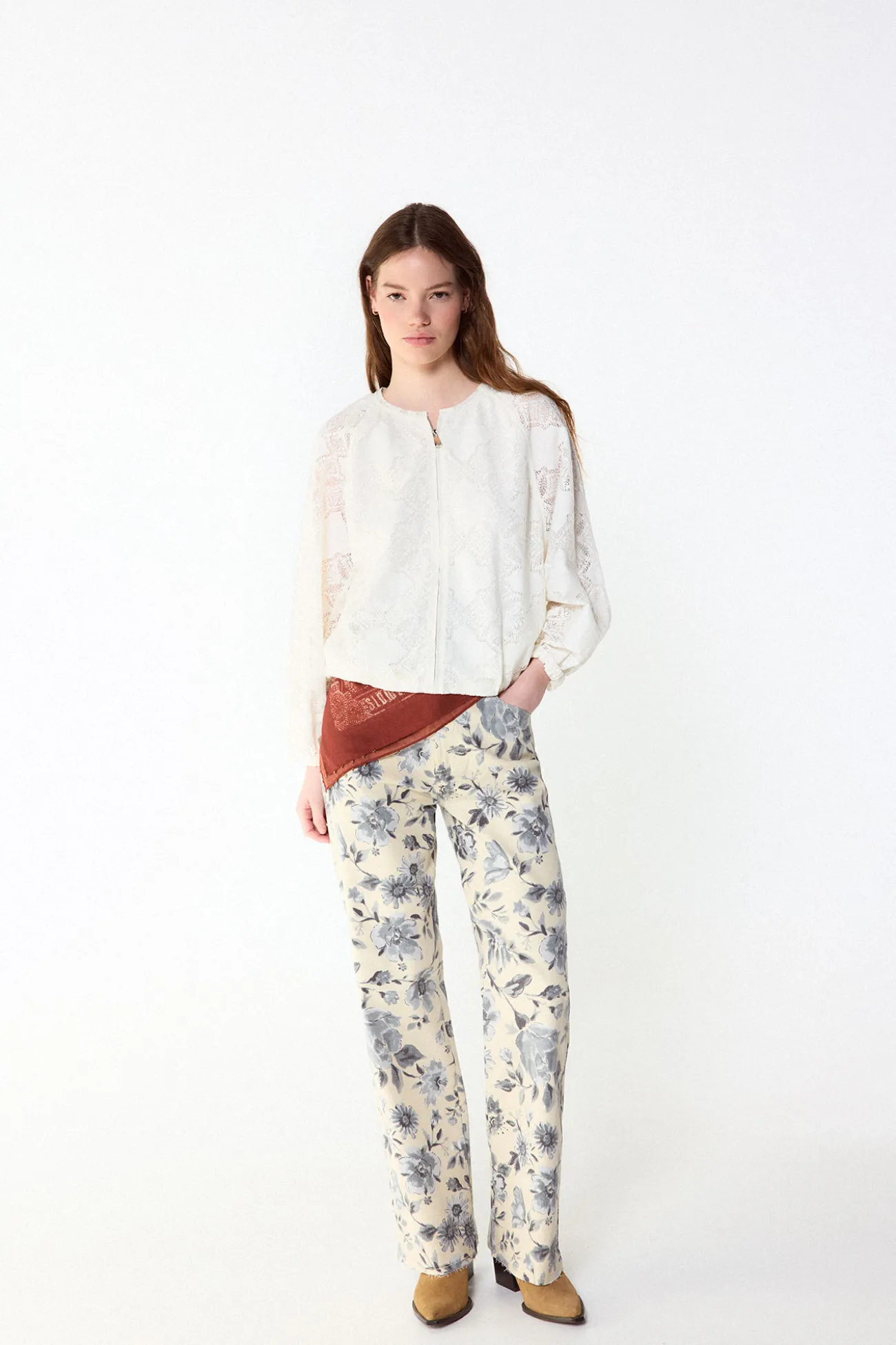 Jeans recto flores