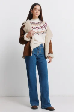 Jeans super wide bolsillos plastrón