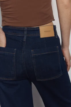 Jeans wide leg tiro alto
