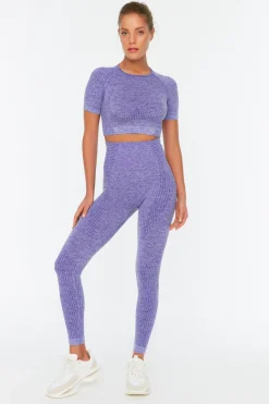 Legging deportivo largo tiro alto jaspeado
